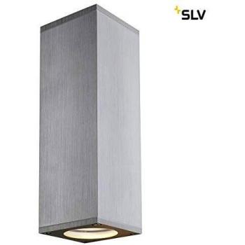 Aplique exterior Theo Up/Down de aluminio natural, max. 2x50W, IP44