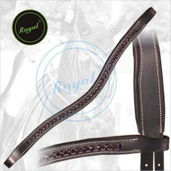 Royal Designer Transparent Maroon linked U-Shaped Crystal Brow Band.