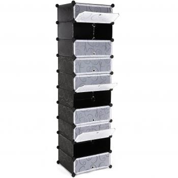 SONGMICS Estantería por Módulos, Organizador de Zapatos, Zapatero con 10 Estantes, 48 x 36 x 173 cm, Resistente al Polvo, Color Negro LPC10H