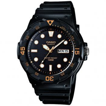 Casio MRW-200H-1E Men's Analog Quartz Watch with Black Resin Strap and Dial, 45mm
