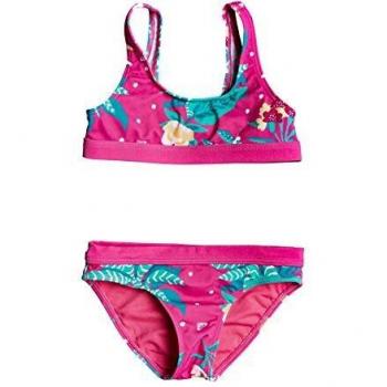 Roxy Magic Sea Bralette Bikini para niñas, Flambe Rosa Sunnyplace, 7