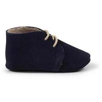 Pisamonas Botas Pisacacas de Bebé Niño de Piel con Forro Interior de Pelo, Talla 16, Color Azul Marino