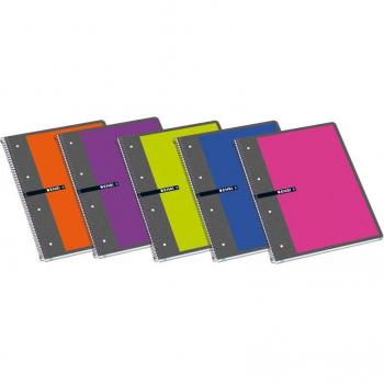 Cuaderno A4 Tapa Dura 160 Hojas Cuadrícula 5x5 Microperforado 4 Taladros Secciones Surtido