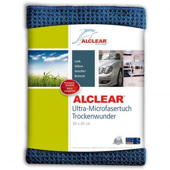 ALCLEAR 820901 Secador mágico, gamuza de microfibra para el coche, para el cuidado del coche, la pintura del coche, moto, cocina y hogar. Gamuza de microfibra para la vajilla, trapo de secado suave, 60x40 cm azul