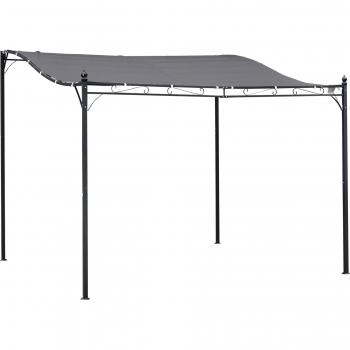 Outsunny Pérgola de Jardín 3x3 m con Toldo y Orificios de Drenaje - Gris
