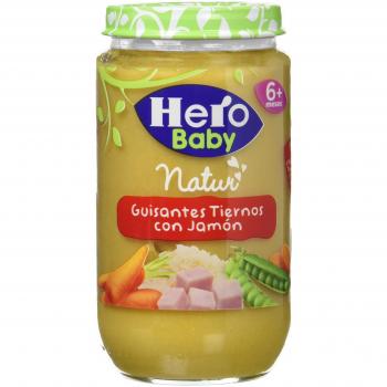Hero Baby Guisantes con Jamn, Tarrito de Cristal - 235 gr - [pack de 6]