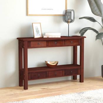 Mesa consola con cajones de madera maciza de caoba 110x30x75 cm