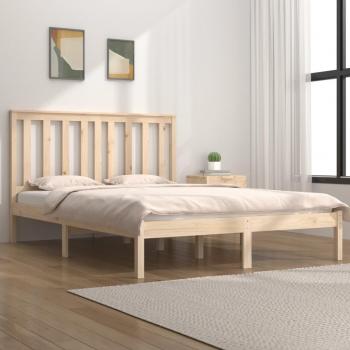 Estructura de cama doble pequeña de madera maciza de pino 120x190 cm