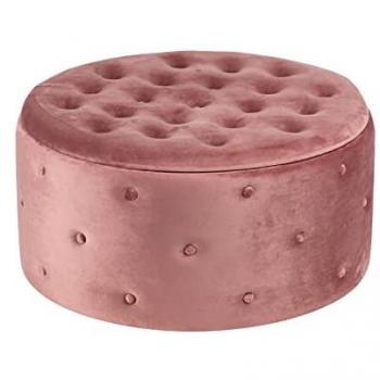 Puff Zapatero Redondo Velvet 80x80x42 Cm - Alta Calidad, Rosa, Metal/MDF/Velvet