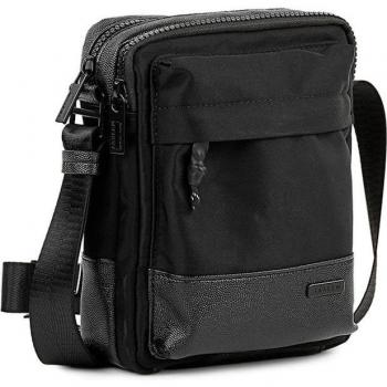 Jaslen - Bandolera para Hombre, Modelo Dortmund 312920, Color Negro, Material Nylon-Polipiel, Ajustable, Uso Diario