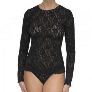 Hanky Panky Women's Signature Lace Long Sleeve Top - Black, Size: Small