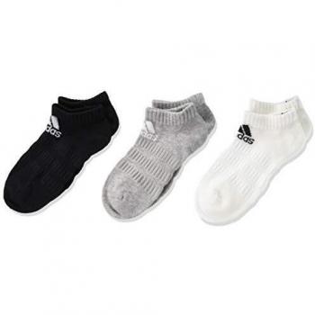 adidas CUSH LOW 3PP Socks, Unisex adulto, Medium Grey Heather/White/Black, S