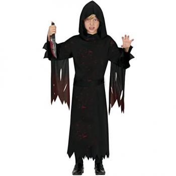 Disfraz de Asesino Encapuchado con túnica para niños, incluye túnica negra con capucha, diseño de asesino, adecuado para Halloween y fiestas temáticas, disponible en tallas para niños de 3 a 4