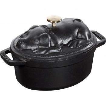 Staub Oval Cast Iron Cocotte Suckling Pig 17 cm Black