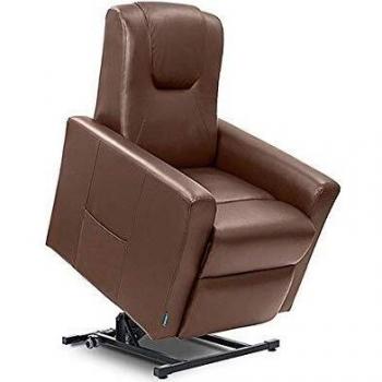 Cecotec Sillón Relax de Masaje Levantapersonas Yakarta Marrón.Función Calor, programas, 10 intensidades, 8 Motores de vibración, Doble Mando, Ruedas, Bolsillo portaobjetos
