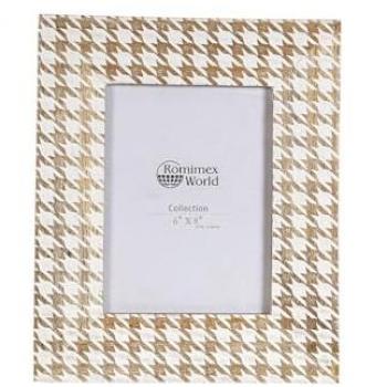 Marco de Fotos Romimex Blanco Natural Madera de Mango MDF 15 x 20 x 2 cm