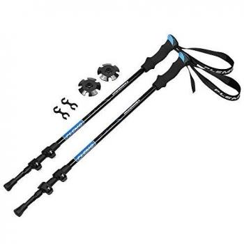 PLEMO Bastones de Senderismo Antishock 2 Unidades Extendía de 68 a 135 cm, Bastón de Trekking Plegables Telescópicos para Montañismo, Caminatas, Excursiones con Mochila y con Raquetas de Nieve