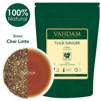 Té Tulsi Albahaca Jengibre Masala Chai | Hojas de Té de la India