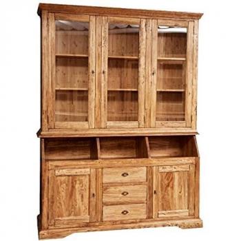 Biblioteca Country de Madera Maciza de Tilo con Acabado Natural 172x50x226 cm