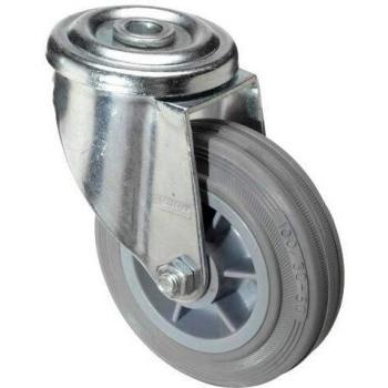 Rueda Industrial Goma Gris Pasante 100 mm.