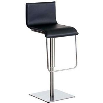 Taburete de Bar Limon Negro con Acero Inoxidable, Altura Ajustable y Tapizado en Similicuir