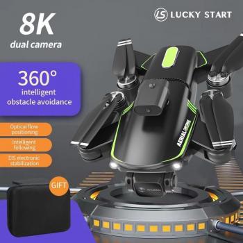 Dron Plegable F166 360° con Evitación de Obstáculos Cuatro Lados, Motor Sin Escobillas EIS, Cámara Doble HD, Wifi FPV, Quadcopter Juguete Regalo para Niños