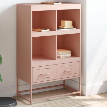 Aparador de acero rosa 68x39x111,5 cm, Armario Auxiliar, Mueble de almacenaje de Cocina, Armario de Pasillo, aparador de Comedor