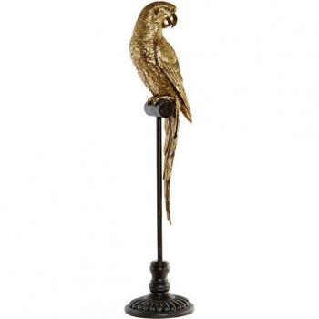 Estatua decorativa de loro dorado en resina para el hogar