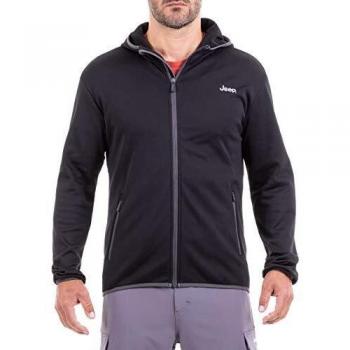 Jeep Sudadera elástica para Hombre, de Corte Entallado, Color Negro/Gris Claro, XL