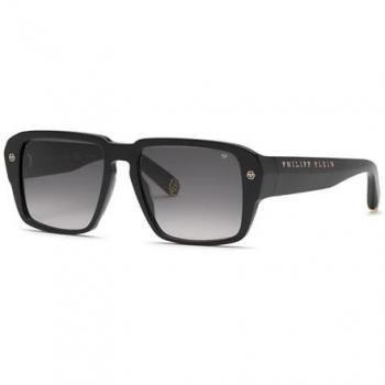 Philipp Plein SPP081 Shiny Black Gradient Sunglasses for Men, CAT3, 55mm