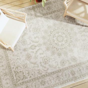 Alfombra interior exterior antideslizante pelo corto 190x300 cm Color Hoja, Geométrico, Borde - Alfombra de Piso para Sala de Estar Dormitorio Habitación Salón