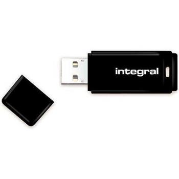 Integral - INFD128GBBLK Memoria Flash USB 2.0 con Conector Tipo A, 128 GB de Almacenamiento, capuchón, Color Negro, 0-70 ºC