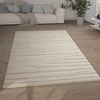 Alfombra Pelo Largo Shaggy Efecto 3D Étnica Boho Vintage Suave 80x150 cm Color Crema
