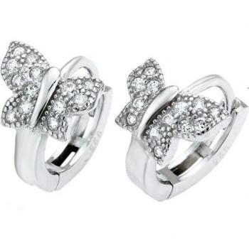 Pendientes Time Road JS00065 de Plata para Mujer con Diseño de Mariposa y Acabado Brillante