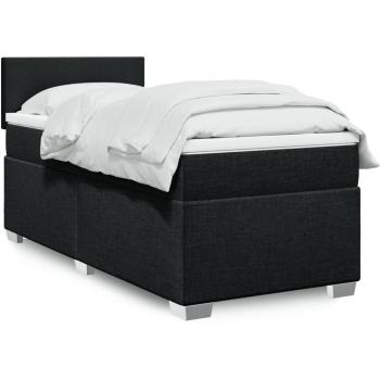 Cama box spring con colchón negro 80x200 cm en tela