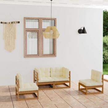 vidaXL Juego de muebles de jardín 4 piezas y cojines de madera de pino macizo