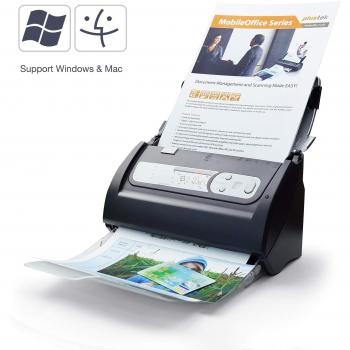 Plustek SmartOffice PS286 Plus Document Scanner, Mac & PC, 50 Page ADF, 25ppm/50ipm scan speed, Instand On