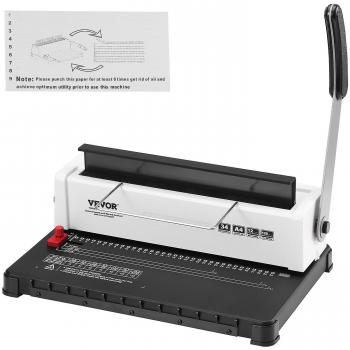 Máquina de Encuadernación Manual Espiral Vevor, 34 Agujeros, Capacidad para 120 Hojas, Perforadora Ajustable (3/16 - 9/16)