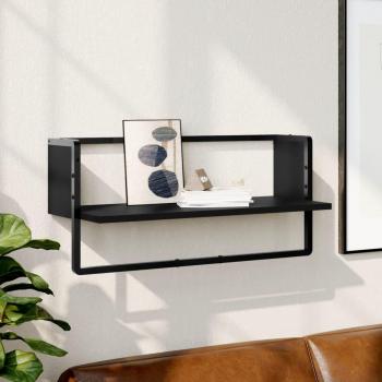 Estante de pared con barra 65x25x30 cm Negro, Roble Sonoma, Roble ahumado Mueble Almacenaje Estantería para Oficina, Estudio, Dormitorio