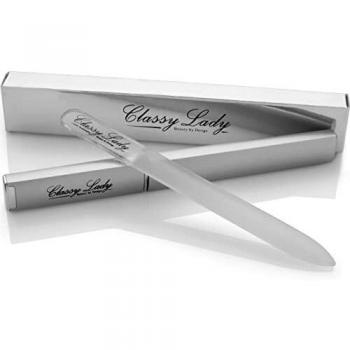 ClassyLady Professional Glass Nail File Set with Case - Silver Crystal Nail Files