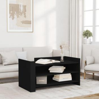 Mesa de centro de madera de ingeniería 100x50x50 cm en color blanco, negro y roble sonoma, mesita auxiliar para salón o comedor