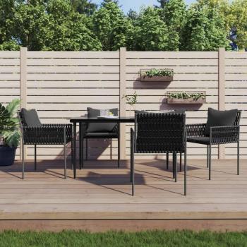 Sillas de jardín con almohadas 4 piezas negras 54x61x83cm en polyrattan