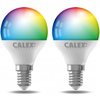 Bombilla LED inteligente Calex E14 P45 4,9W CCT RGB set de 2