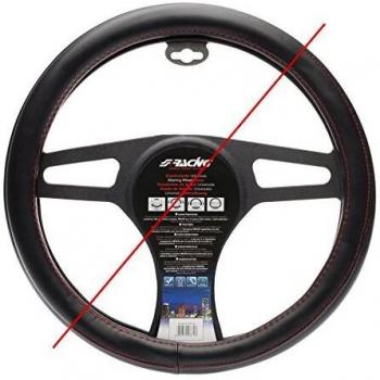 Funda de Volante Simoni Racing CVT/15 Negra/Roja de Cuero Artificial con Costuras Rojas - Universal 37-39cm