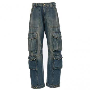 Golden Goose Women's Washed Denim Cargo Jeans in Blue | Size 25 | GWP01617P001258