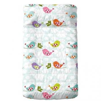 Colcha Cuna HappyFriday Mr Fox Multicolor 100 x 130 cm con Pájaros, 100% Algodón Exterior y 100% Poliéster Relleno, Calidad de 150