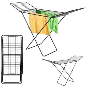 Tendedero Plegable Estable KADAX de 20 m para Ropa con Alas, Color Negro