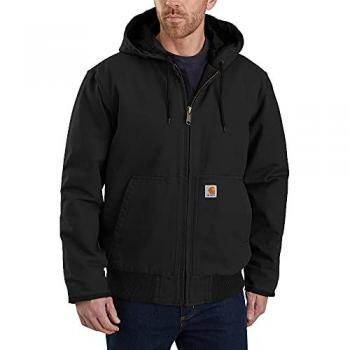Carhartt Chaqueta Duck Active Aislada de Estilo Deportivo en Algodón de Lona con Efecto Desgastado, Ajuste Holgado, Color Negro, Talla XXL para Hombre