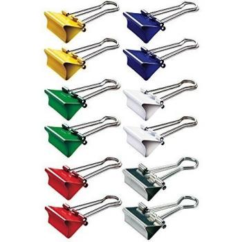 Clip de papel MAUL 213, 19 mm de ancho, capacidad de sujeción 7 mm, surtido en colores, paquete de 12 unidades