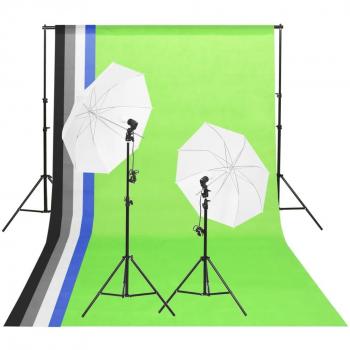 Kit de Iluminación de Estudio Fotográfico con Fondos y Paraguas
